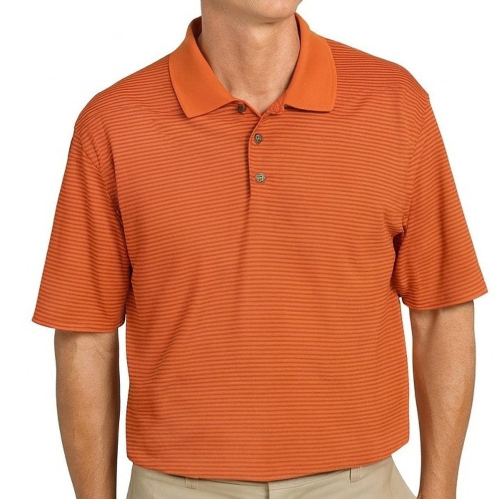 Bolle Golf Tech Polo Shirt Mens L Orange‎ Black Striped Performance Athletic